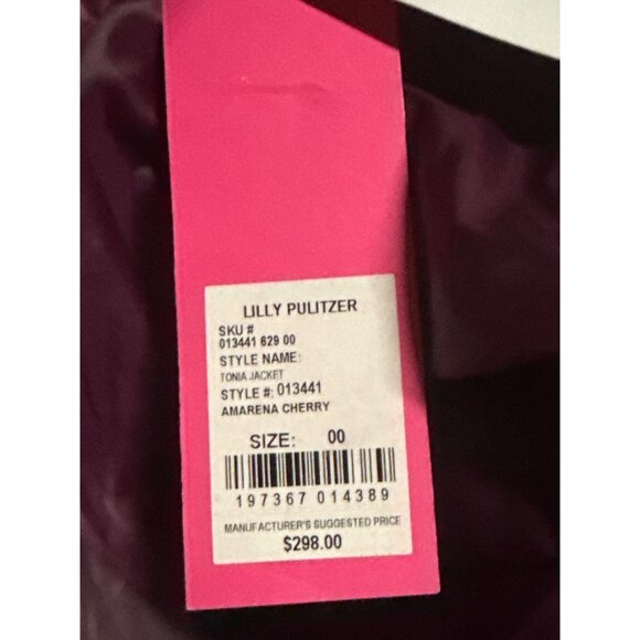 Lilly Pulitzer Tonia Down Puffer Jacket Amarena Cherry Size 00 - New with Tag - Picture 4 of 4